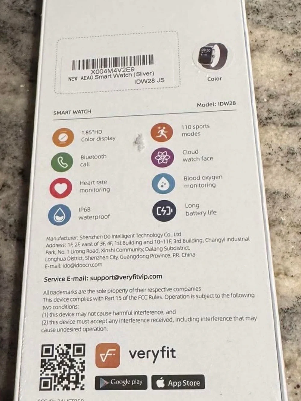 IDW28 Smart Watch - Silver NEW IN BOX compatible with any smart phone